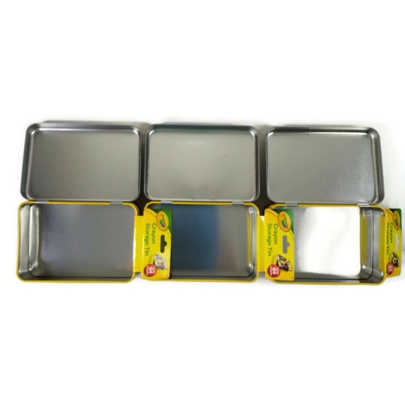 Crayola Yellow Tin Metal Multi-Color Multi-Print Crayon Storage Box-3 Piece Set - Picture 3 of 7